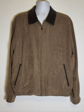 Robert Comstock Endurance Suede Leather Bomber Jacket with Dark Collar size 44
